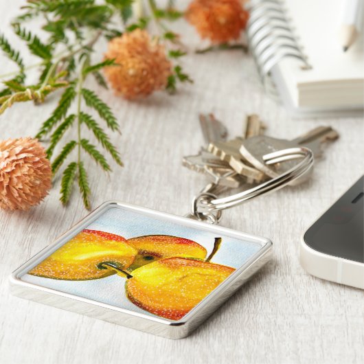 Nashi peren gele waterverf vruchten sleutelhanger (Zijkant)