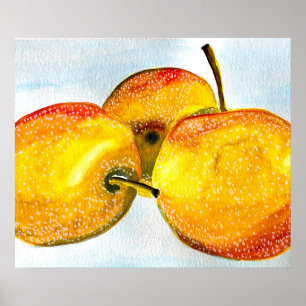 Nashi-waterverf fruitkunst poster