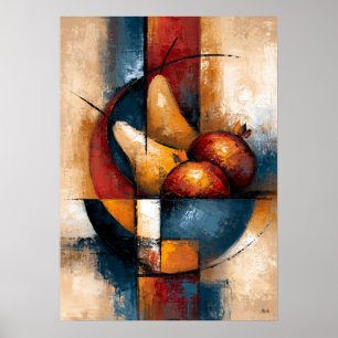 Nashi Zakuro Abstracte fruitschaal met peren Poster