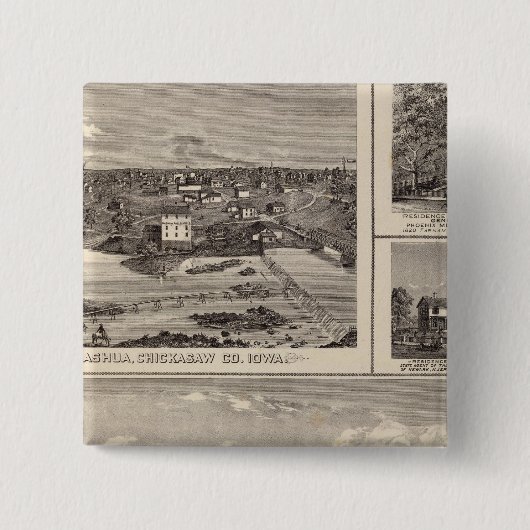 Nashua-boerderij en verblijf vierkante button 5,1 cm (Voorkant)