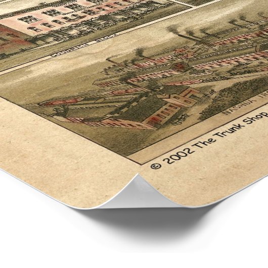 Nashua NH panoramisch berkleurige uitzicht 1883 Poster (Hoek)