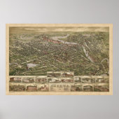 Nashua NH panoramisch berkleurige uitzicht 1883 Poster (Voorkant)