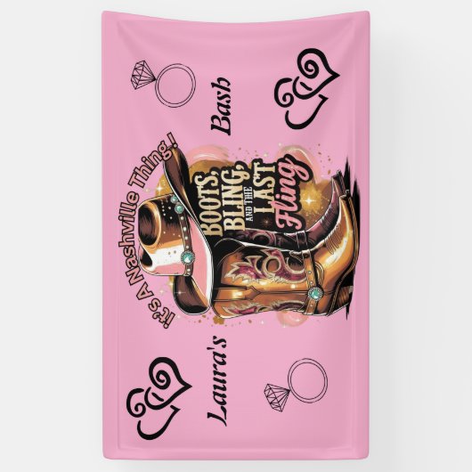 Nashville Afscheidsparty voor de Bruid - Laarzen e Spandoek (Verticaal)