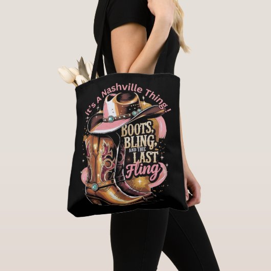 Nashville Afscheidsparty voor de Bruid -“Laarzen, Tote Bag (Dichtbij)