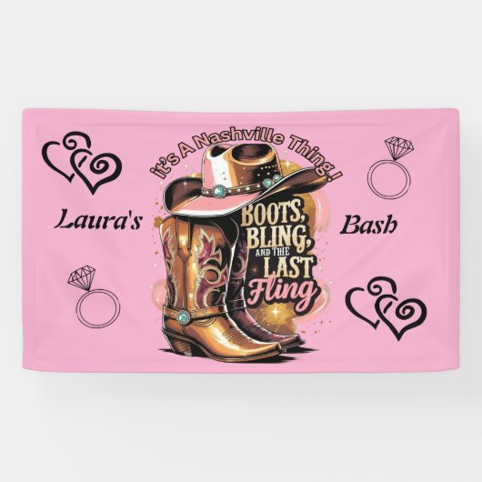 Nashville Afsluiting Vrijgezellenfeest - Laarzen e Spandoek (Horizontaal)