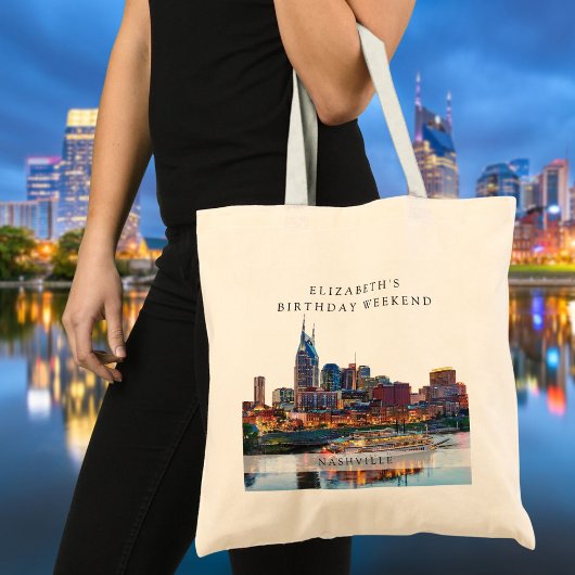 Nashville Aquarel Verjaardagsweekend Tote Bag
