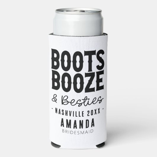 Nashville Bachelorette Boots Booze Besties Aangepa Seltzer Blikjeskoeler (Seltzer Achterkant)