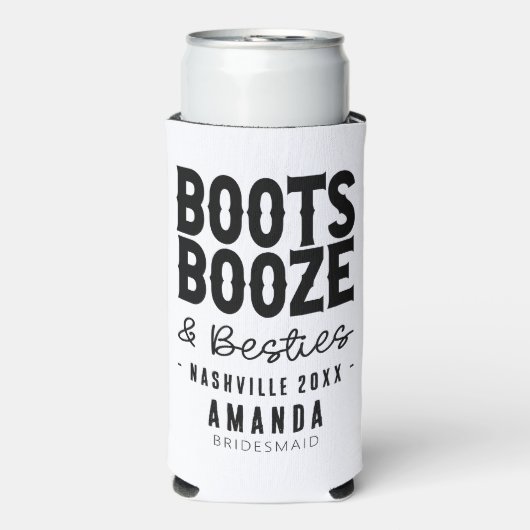 Nashville Bachelorette Boots Booze Besties Aangepa Seltzer Blikjeskoeler (Seltzer Voorkant)