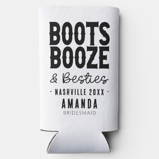 Nashville Bachelorette Boots Booze Besties Aangepa Seltzer Blikjeskoeler (Achterkant)