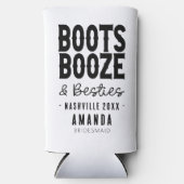 Nashville Bachelorette Boots Booze Besties Aangepa Seltzer Blikjeskoeler (Voorkant)
