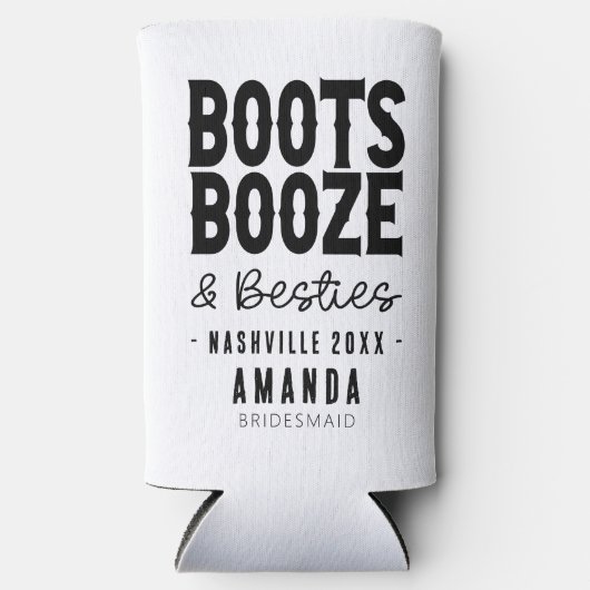 Nashville Bachelorette Boots Booze Besties Aangepa Seltzer Blikjeskoeler (Voorkant)