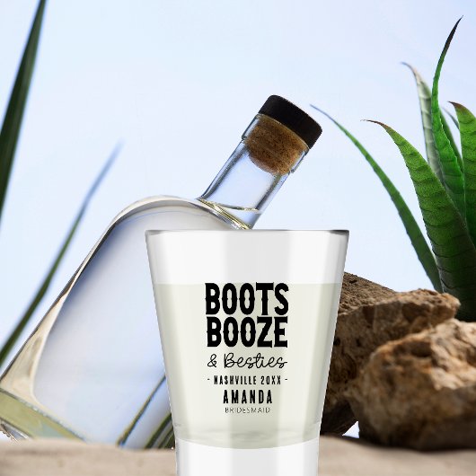 Nashville Bachelorette Boots Booze Besties Aangepa Shot Glas