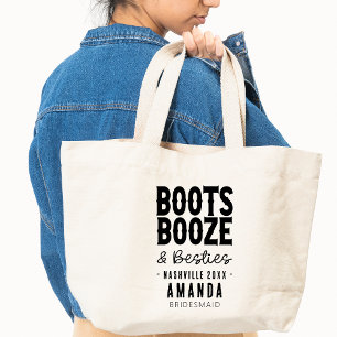 Nashville Bachelorette Boots Booze Besties Aangepa Tote Bag