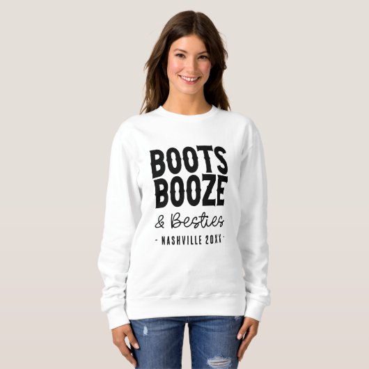 Nashville Bachelorette Boots Booze Besties Aangepa Trui (Voorkant volledig)