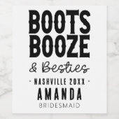 Nashville Bachelorette Boots Booze Besties Aangepa Wijn Etiket (Enkel label)