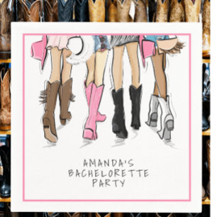 Nashville Bachelorette Hand getrokken Mode Custom Servet