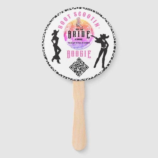 Nashville Bachelorette Koop De Bruid Drink QR Code Handwaaier (Achterkant)