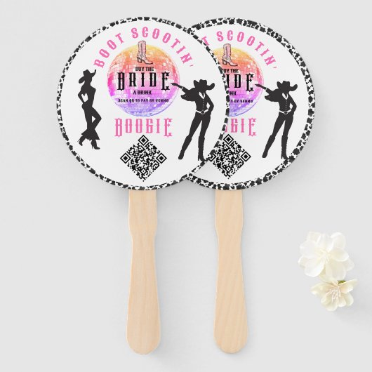 Nashville Bachelorette Koop De Bruid Drink QR Code Handwaaier (Voorkant en achterkant)