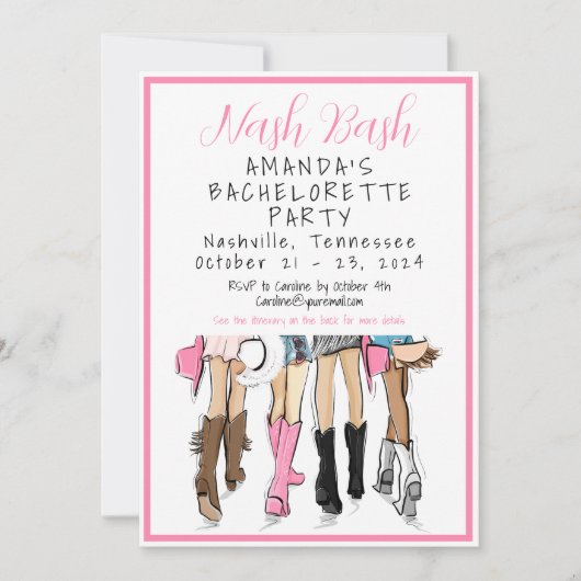 Nashville Bachelorette Mode Weekendprogramma Kaart (Voorkant)