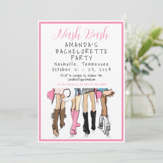 Nashville Bachelorette Mode Weekendprogramma Kaart (Staand voorkant)