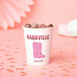 nashville bachelorette party country pink boots papieren bekers