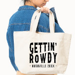 Nashville Bachelorette Party Custom Getting Rowdy Tote Bag<br><div class="desc">Op zoek naar de perfecte bachelorette party gunst? Kijk niet verder dan deze Nashville die rowdy canvas tas krijgt! Deze tas is perfect voor iedereen die een beetje plezier wil hebben op hun grote dag. Het is een leuk cowgirl ontwerp en het is de perfecte maat om al je essentie...</div>