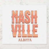 nashville bachelorette party custom name sparkling wijnetiket (Enkel label)