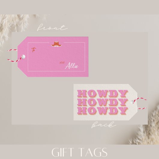 Nashville Bachelorette Party Pink Howdy Gift Tag Cadeaulabel