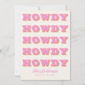 Nashville Bachelorette Party Pink Howdy Invite Kaart (Achterkant)