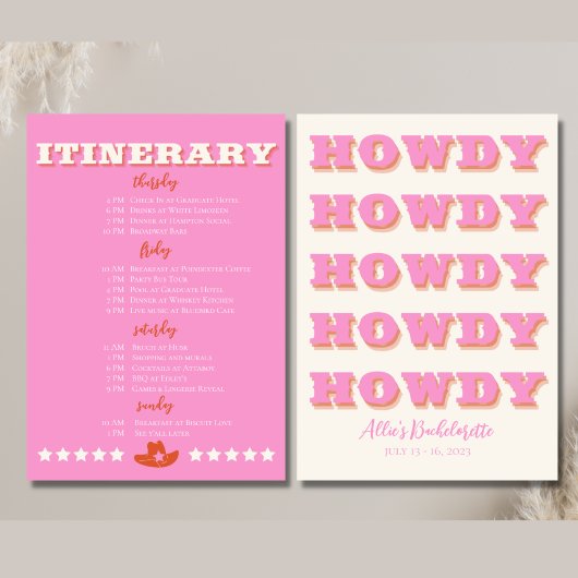 Nashville Bachelorette Party Pink Itinerary Aankondiging