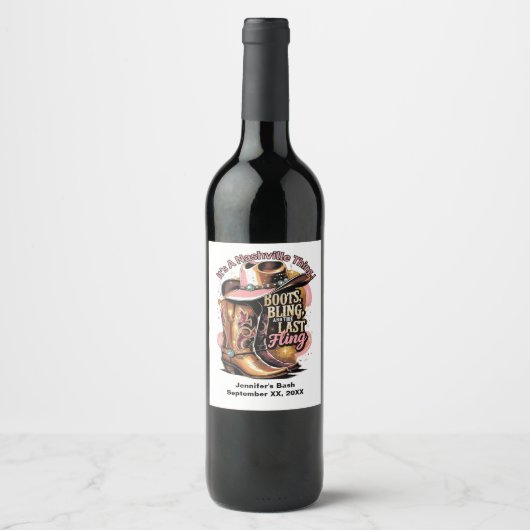 Nashville Bachelorette Party Wijn Etiket (Voorkant)