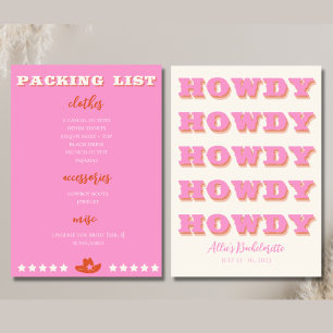 Nashville Bachelorette Pink Packing List Aankondiging
