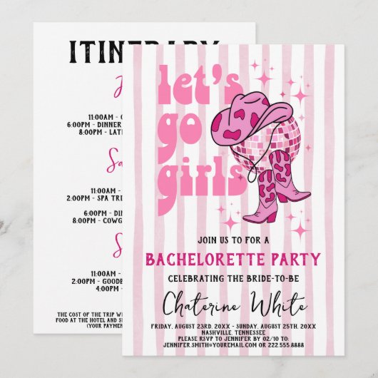 Nashville Bachelorette Rodeo Weekend Kaart (Voorkant / Achterkant)