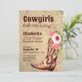 Nashville Bachelorette Rustic Pink Cowgirl Kaart (Staand voorkant)