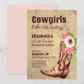 Nashville Bachelorette Rustic Pink Cowgirl Kaart (Voorkant / Achterkant)