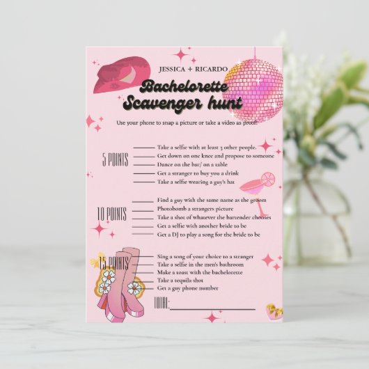 Nashville Bachelorette scavenger foto jacht spel Kaart (Staand voorkant)