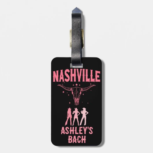 Nashville Bachelorette vorige week in Nash Cowgirl Bagagelabel (Achterkant verticaal)