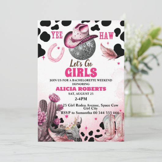 Nashville Bachelorette Weekend Party Uitnodiging (Staand voorkant)