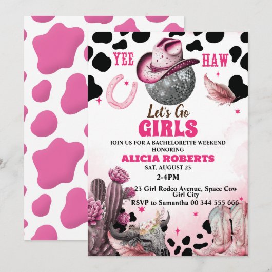 Nashville Bachelorette Weekend Party Uitnodiging (Voorkant / Achterkant)