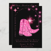 Nashville Bachelorette Weekend Uitnodigen en detai Kaart (Voorkant / Achterkant)