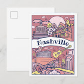 Nashville Bezienswaardigheden Briefkaart - Roze (Voorkant / Achterkant)