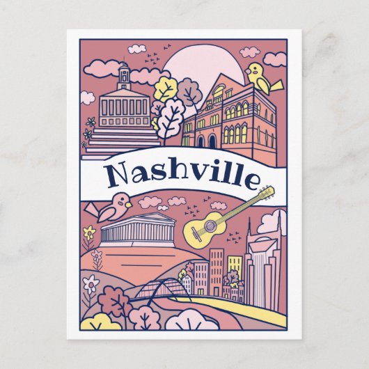 Nashville Bezienswaardigheden Briefkaart - Roze (Voorkant)