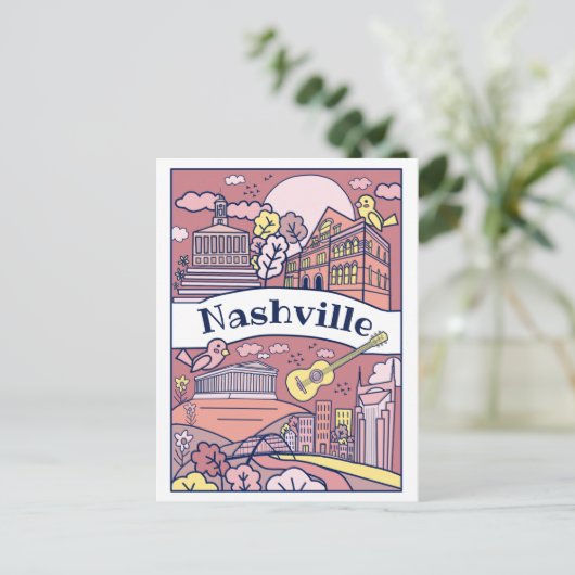 Nashville Bezienswaardigheden Briefkaart - Roze (Staand voorkant)