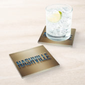 Nashville Blue Gold Coaster Set Glazen Onderzetter (Schuin)