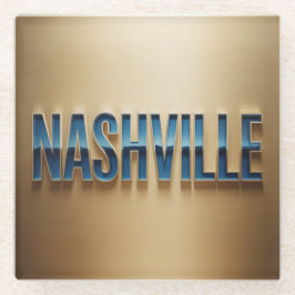 Nashville Blue Gold Coaster Set Glazen Onderzetter