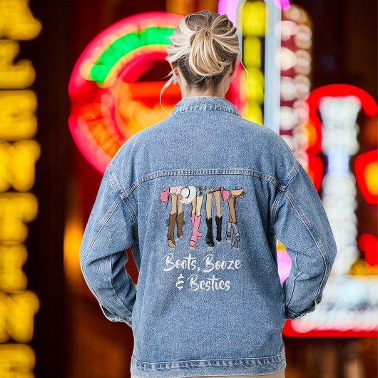 Nashville Boot Booze & Besties Bachelorette Denim Jacket
