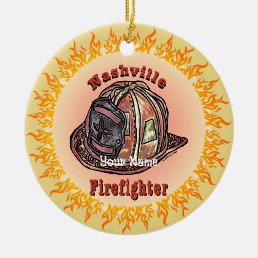 Nashville-brandweerman-sieraad Keramisch Ornament (Voorkant)