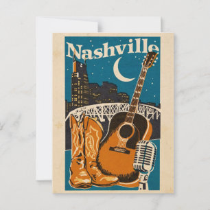 Nashville Briefkaart – Gitaar, laarzen en microfoo