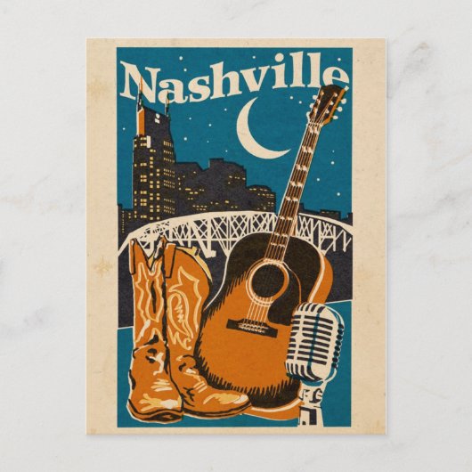 Nashville Briefkaart – Gitaar, laarzen en microfoo (Voorkant)