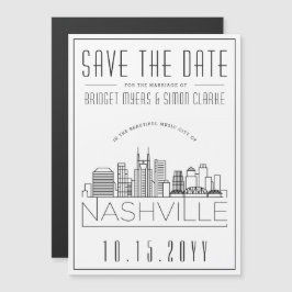 Nashville bruiloft | Gestileerde skyline De datum  Magnetische Uitnodiging